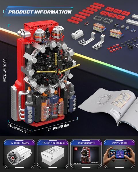 Конструктор механические часы Cyberpunk Mechanical Clock Mould King 10187 часы аккумуляторные, для взрослых и детей, 1601 деталей 10187 фото