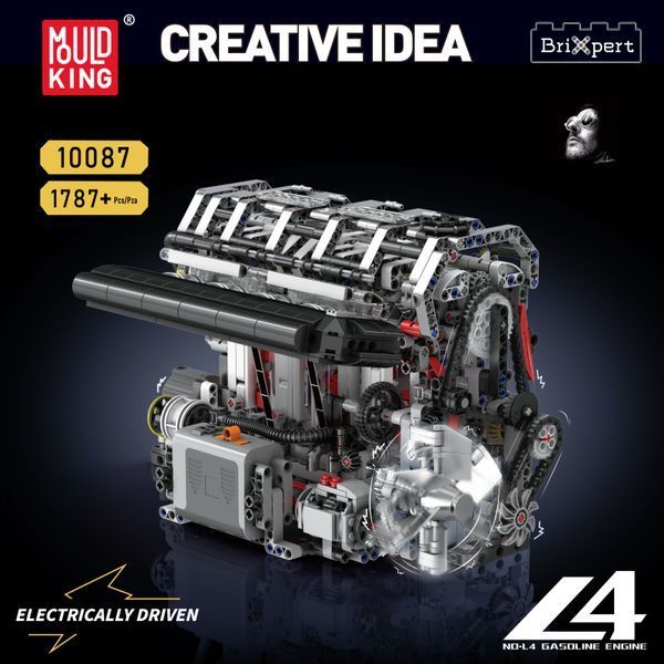 Конструктор двигун Mould King Technic (L4) чотирициліндровий бензиновий L4 для дітей та дорослих , 1897 деталей 10087 фото
