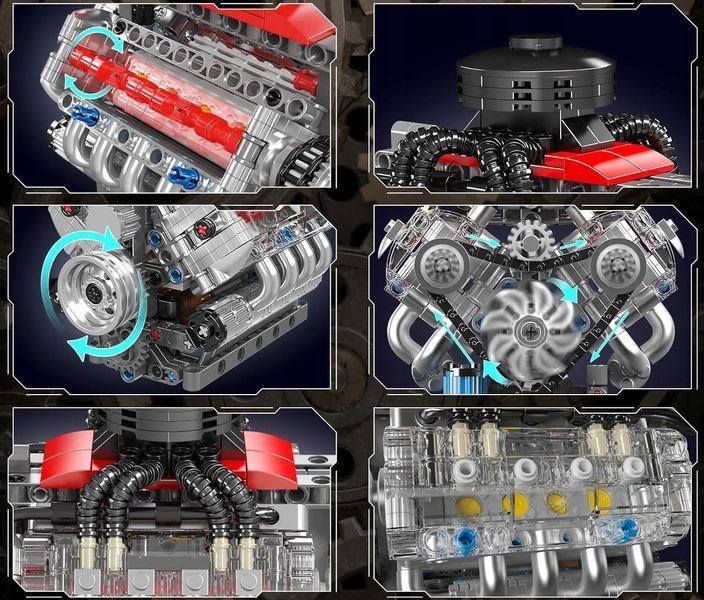 Конструктор двигатель V8 ChevroletChevy LSX454 Mould King моторизованный детский мотор шевроле, 487 деталей 10171 фото