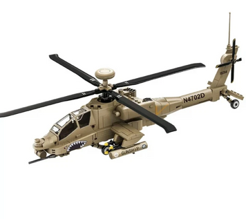 Конструктор вертолет WANGE AH-64 Apache вертолет армии США военная авиация техника, 259 деталей 4007 фото
