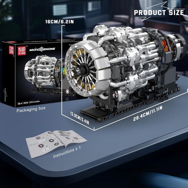 Конструктор двигатель авиационный турбореактивный Turbojet Engine Mechanical Mould King моторизованный детский мотор, 1247 деталей 10216 фото