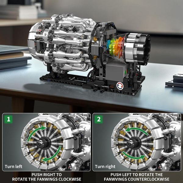 Конструктор двигатель авиационный турбореактивный Turbojet Engine Mechanical Mould King моторизованный детский мотор, 1247 деталей 10216 фото