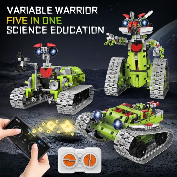 Конструктор робот программируемый STEM-робот 5 в 1 Robots Variable Warrior с пультом и приложением робот-трансформер для детей на радиоуправлении, 705 деталей 96165 фото