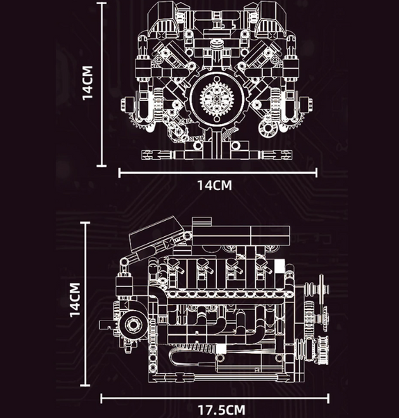 Конструктор двигун V8 Ferrari F40 LM акумуляторний мотор з додатком STEM конструктор двигуна внутрішнього згорання для дітей та дорослих, 700деталей 96207 фото