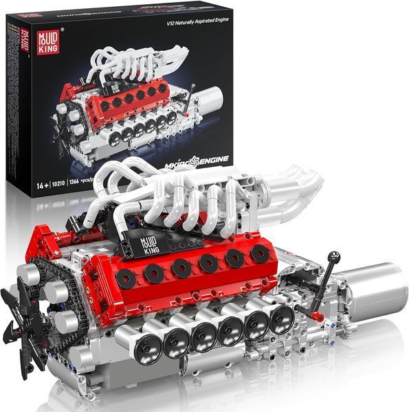 Конструктор двигун V12 Naturally Aspirated Engine Ferrari Mould King моторизований дитячий мотор, 1366 деталей 10210 фото