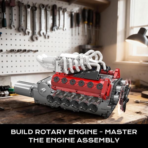 Конструктор двигун V12 Naturally Aspirated Engine Ferrari Mould King моторизований дитячий мотор, 1366 деталей 10210 фото
