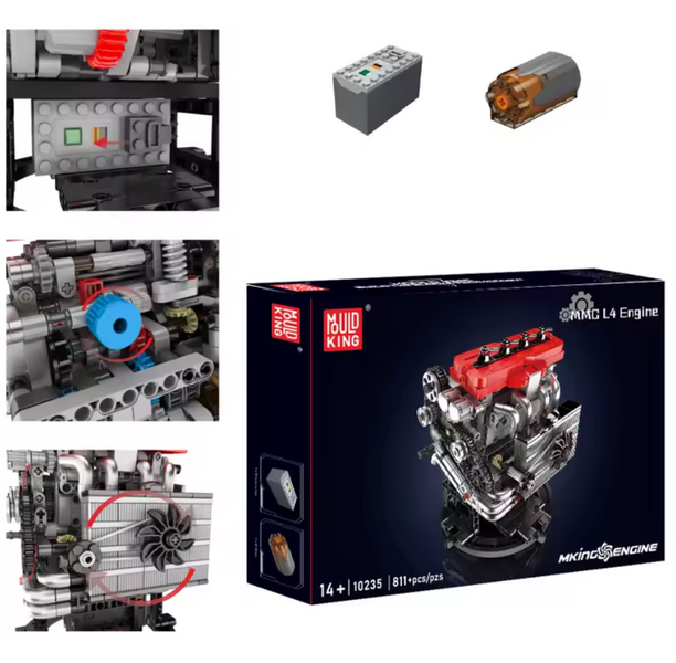 Конструктор двигатель Mitsubishi 4G63T Turbocharged Inline-Four Engine L4 Mould King 10235 моторизованный детский мотор, 811 деталей 10235 фото